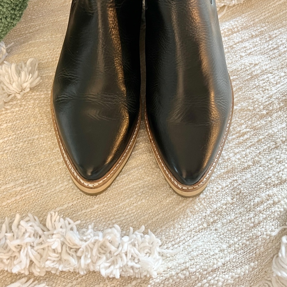 Roolee Prince Black Leather Pointy Toe Booties Boots 40 - Picture 10 of 16
